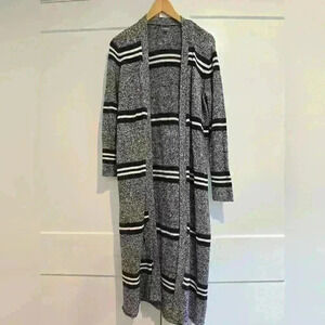 Aerie Blue Striped Long Cardigan